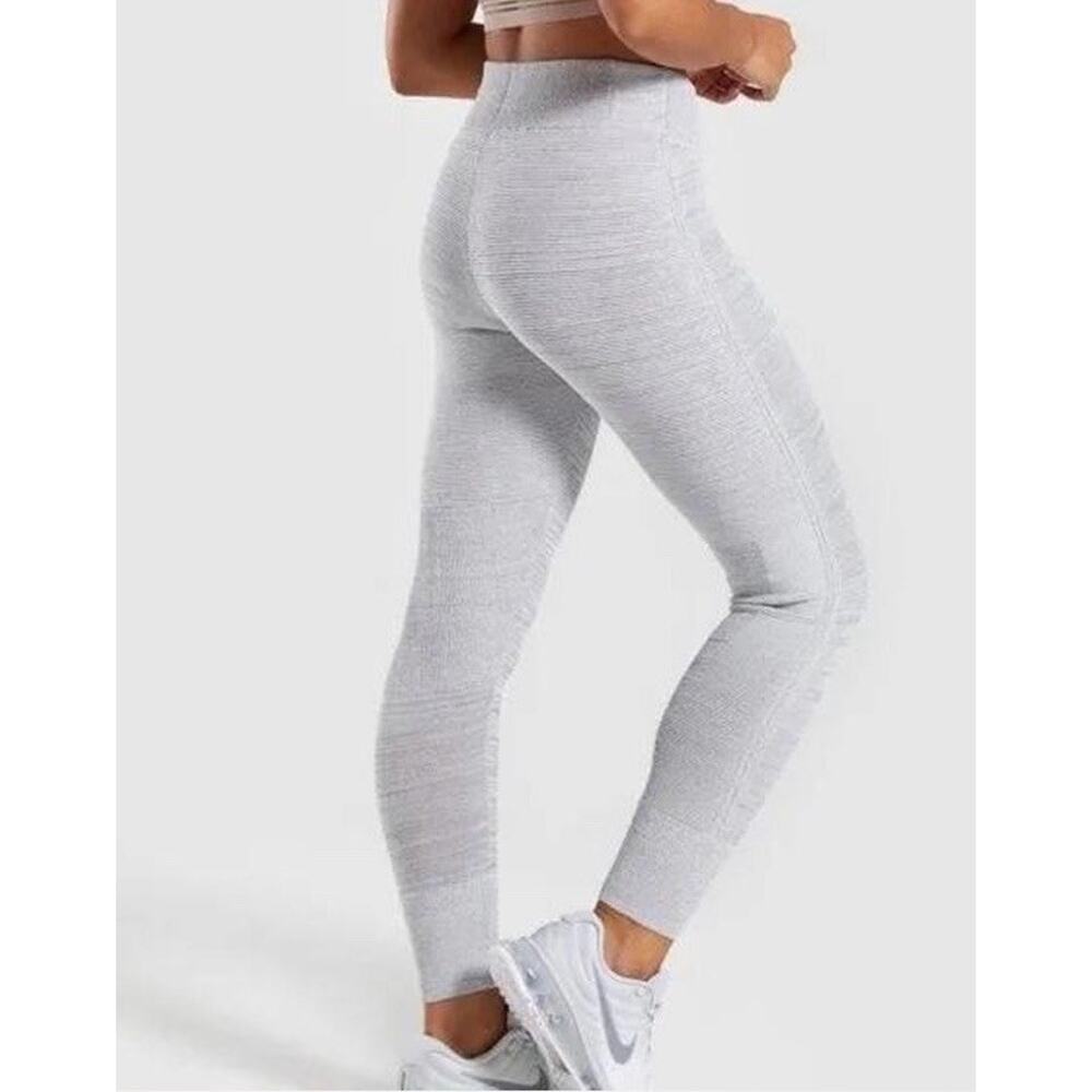 Gymshark Time Out Leggings Ribbed Knit Jogger Running Tights Gray Womens Size M